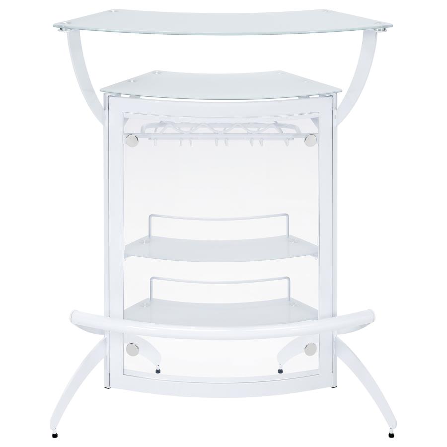 (image for) Dallas 2-shelf Curved Freestanding Home Bar Cabinet White