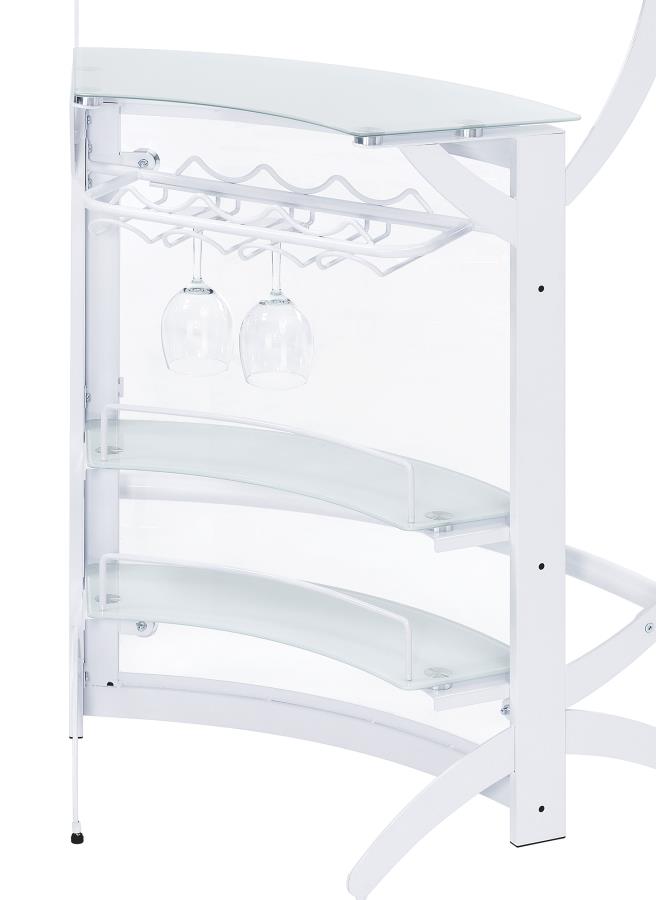 (image for) Dallas 2-shelf Curved Freestanding Home Bar Cabinet White