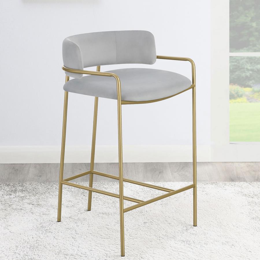 (image for) Comstock Upholstered Low Back Stool Grey and Gold