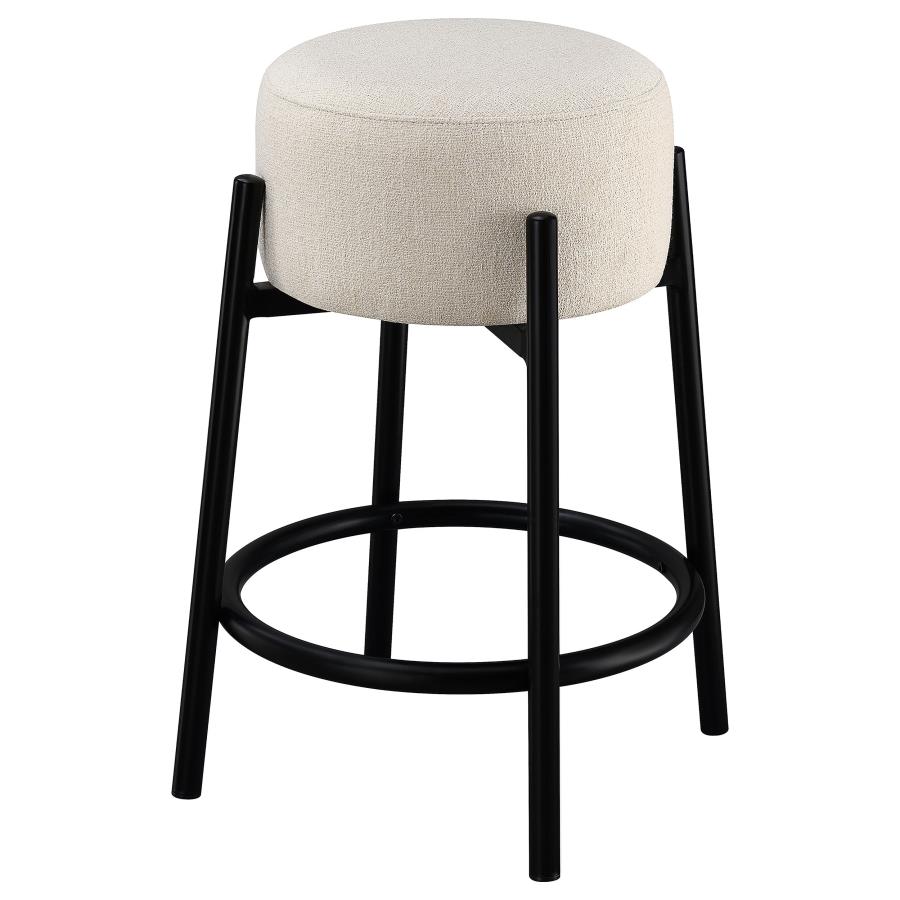 (image for) Leonard Upholstered Backless Counter Stool White (Set of 2)