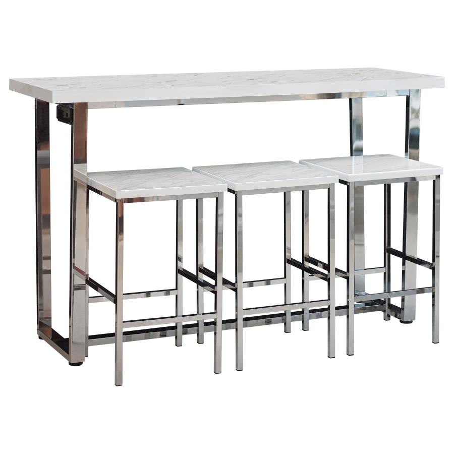 (image for) Marmot 4-piece Rectangular Counter Height Table Set Chrome