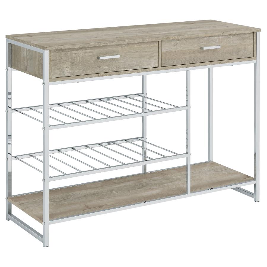 (image for) Melrose 2-drawer Home Bar Storage with Wine Rack Grey