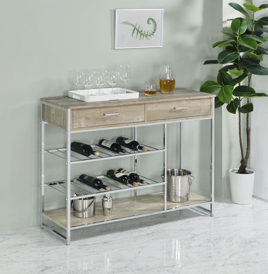 (image for) Melrose 2-drawer Home Bar Storage with Wine Rack Grey