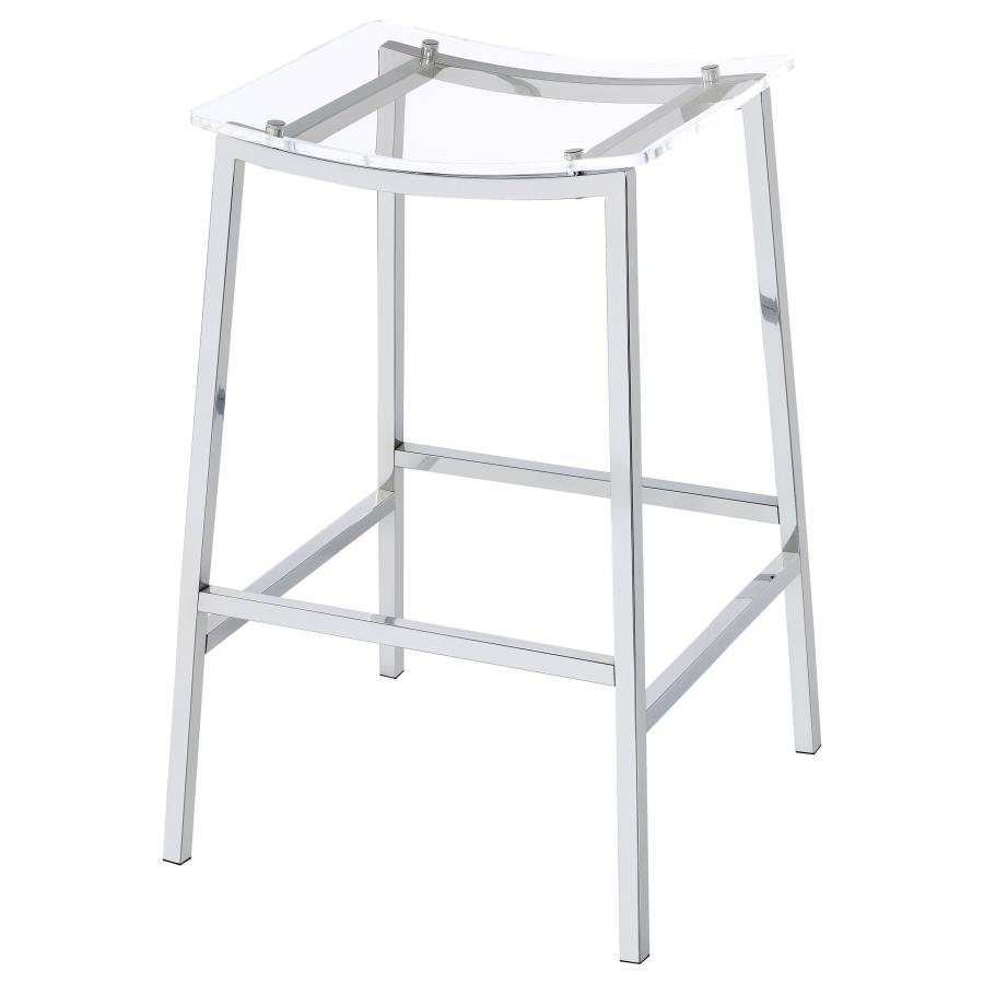 (image for) Jovani Acrylic Backless Bar Stool Chrome (Set of 2)