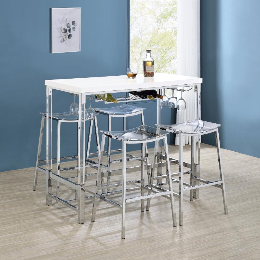 (image for) Jovani Acrylic Backless Bar Stool Chrome (Set of 2)