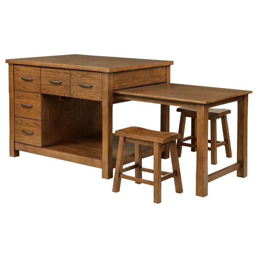 (image for) Mayfair 3-piece Kitchen Island with Extension Table Dark Oak