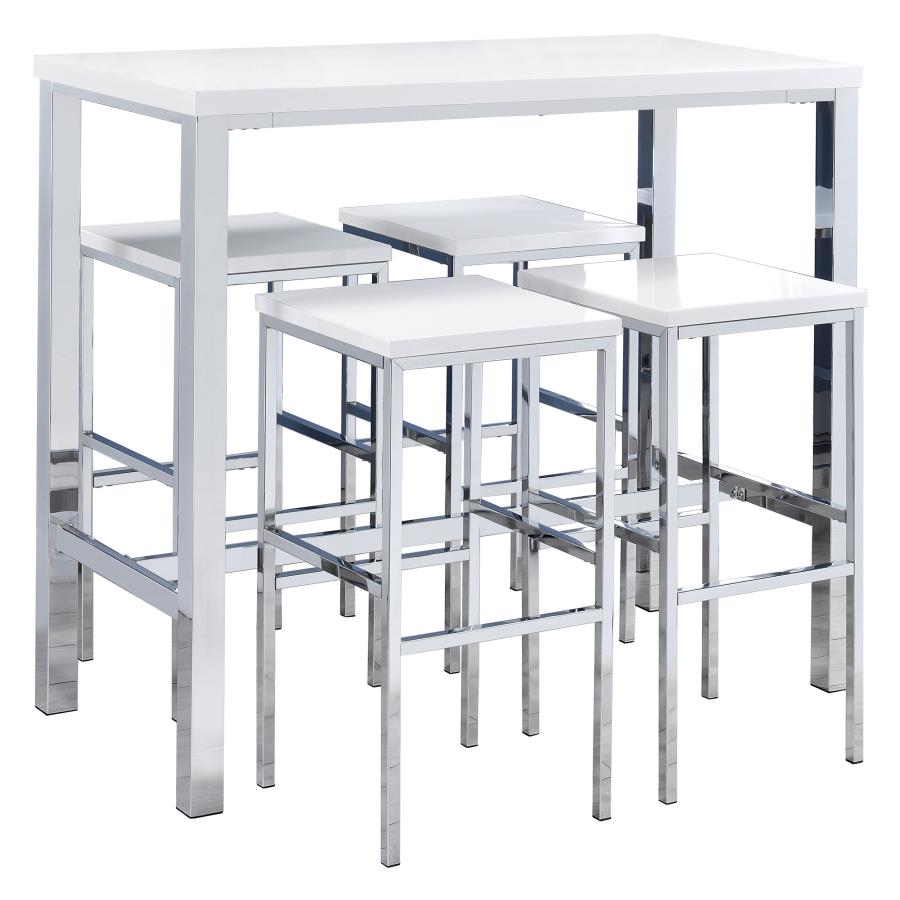 (image for) Natividad 5-piece Pub Height Bar Table Set White High Gloss