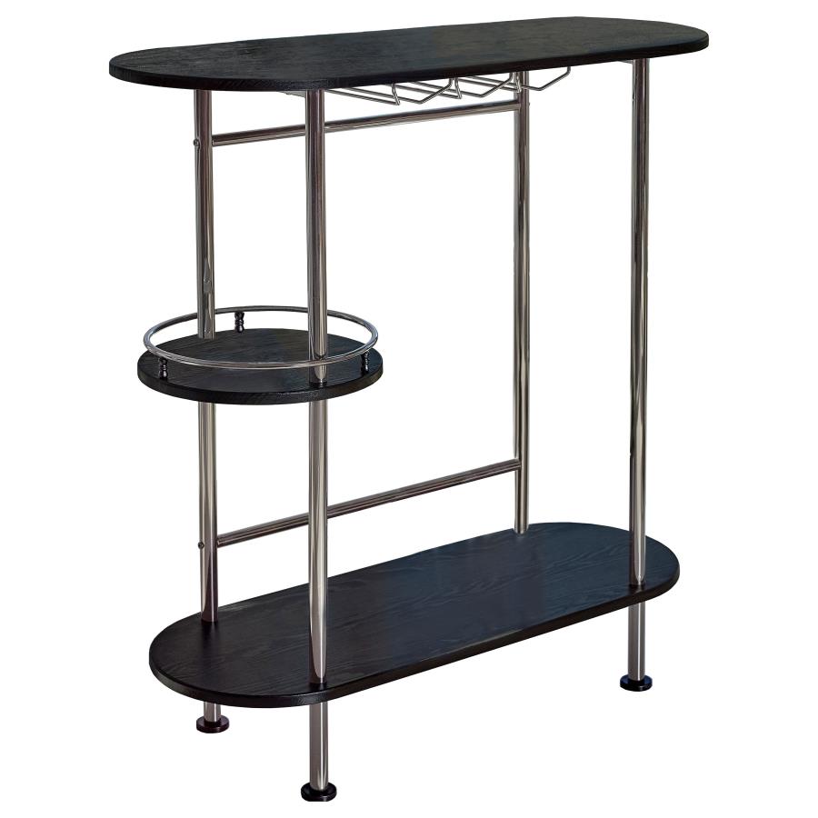 (image for) Ferguson 3-tier Home Bar Table with Stemware Rack Black Oak - Click Image to Close