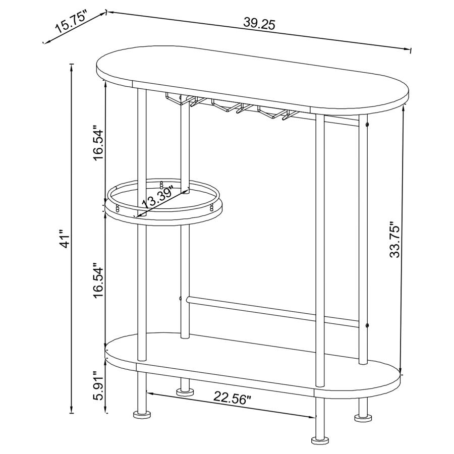 (image for) Ferguson 3-tier Home Bar Table with Stemware Rack Black Oak