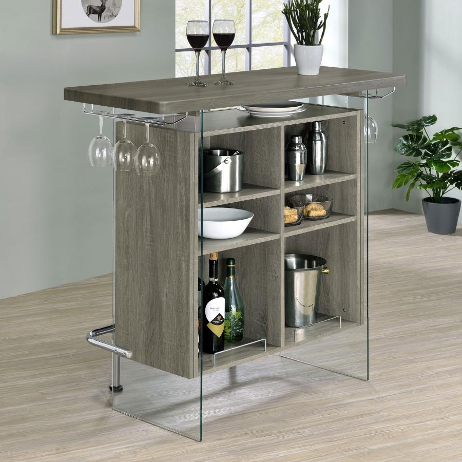 (image for) Acosta Freestanding Home Bar Wine Cabinet Weathered Grey