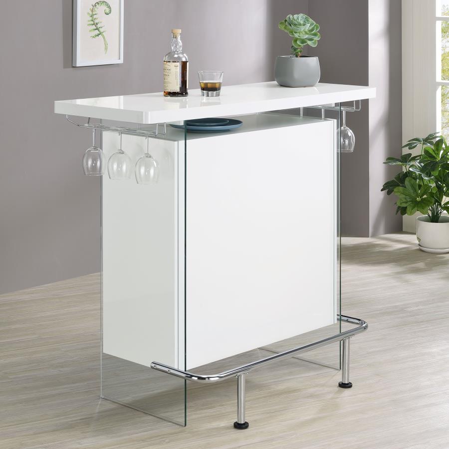 (image for) Acosta Freestanding Home Bar Wine Cabinet White High Gloss