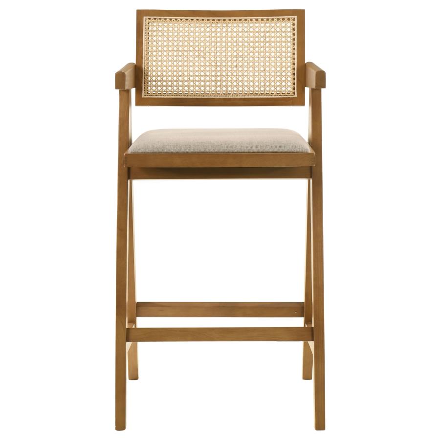 (image for) Kane Woven Rattan Wood Bar Chair Light Walnut (Set of 2)