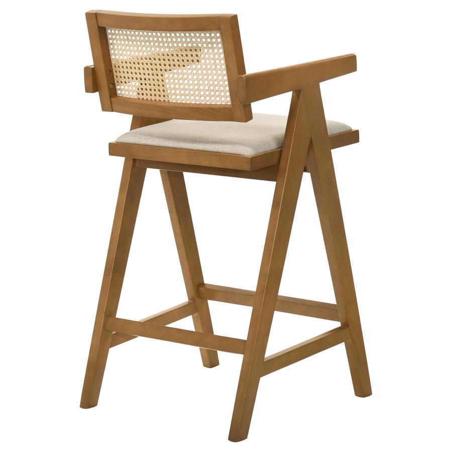 (image for) Kane Woven Rattan Wood Bar Chair Light Walnut (Set of 2)