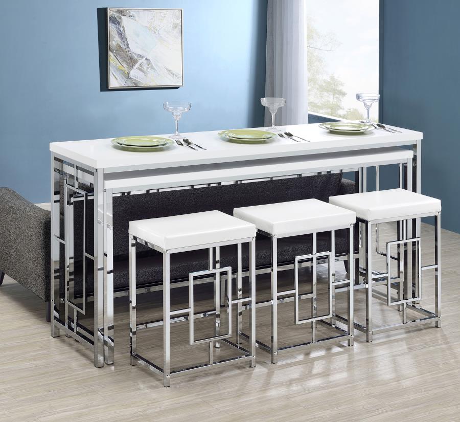 (image for) Jackson 5-piece Multipurpose Counter Height Table Set White - Click Image to Close