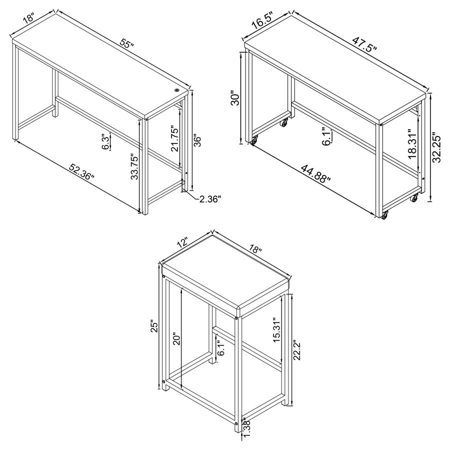 (image for) Hawes 4-piece Multipurpose Counter Height Table Set Black