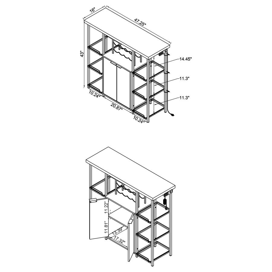 (image for) Gallimore 2-door Bar Cabinet Wine Storage White High Gloss