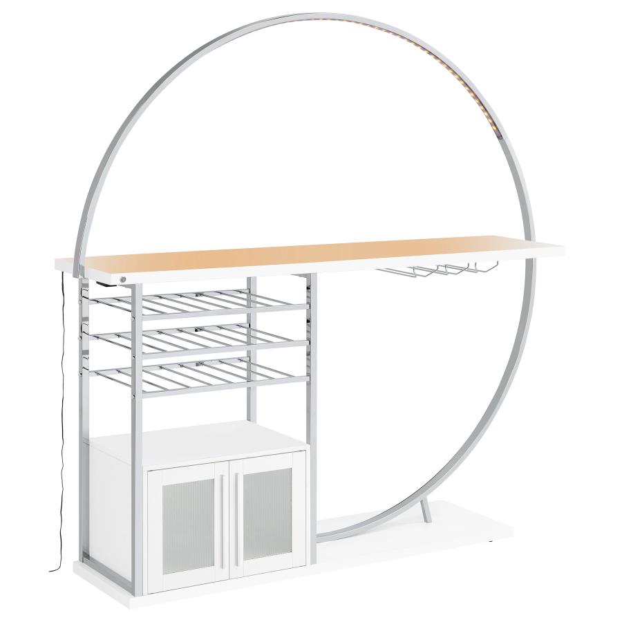 (image for) Risley 2-door Circular LED Home Bar Cabinet White High Gloss