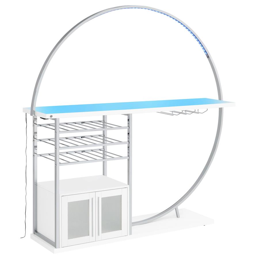 (image for) Risley 2-door Circular LED Home Bar Cabinet White High Gloss