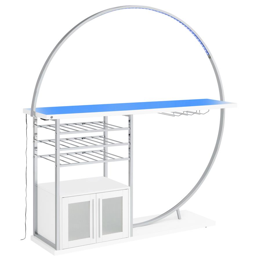 (image for) Risley 2-door Circular LED Home Bar Cabinet White High Gloss