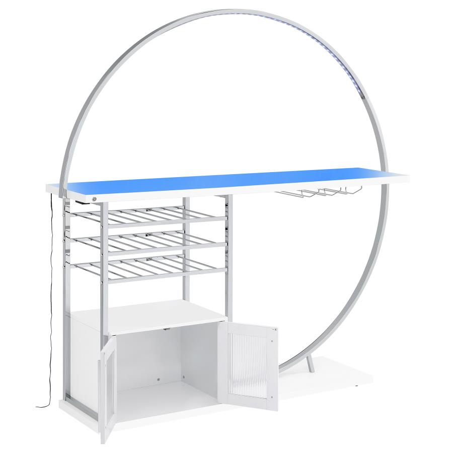 (image for) Risley 2-door Circular LED Home Bar Cabinet White High Gloss