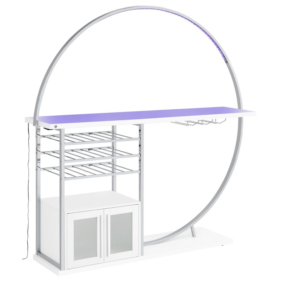 (image for) Risley 2-door Circular LED Home Bar Cabinet White High Gloss