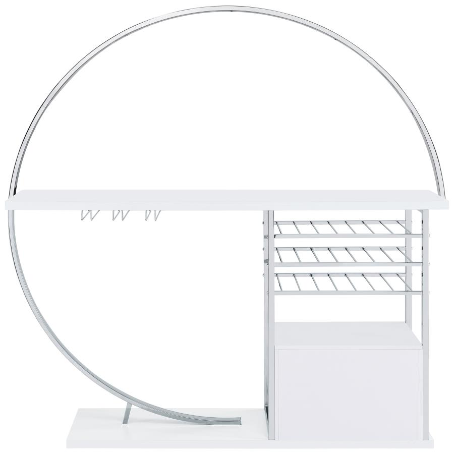 (image for) Risley 2-door Circular LED Home Bar Cabinet White High Gloss