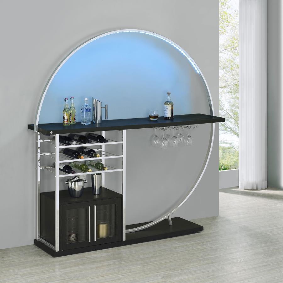 (image for) Risley 2-door Circular LED Home Bar Cabinet Dark Charcoal