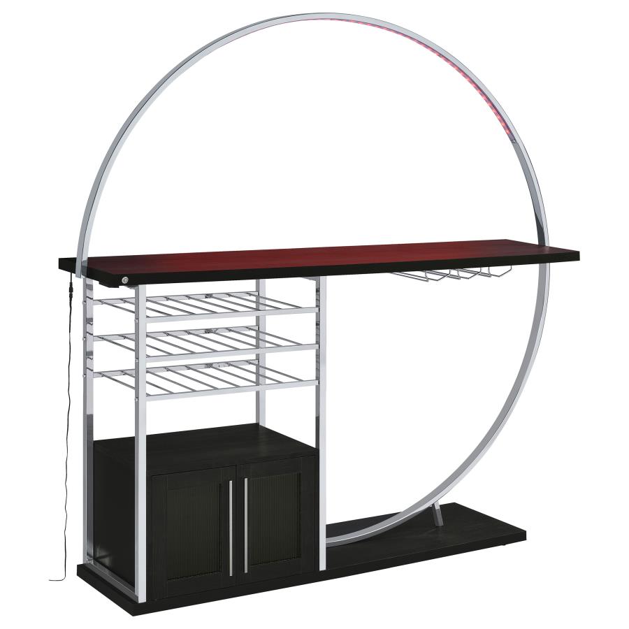 (image for) Risley 2-door Circular LED Home Bar Cabinet Dark Charcoal