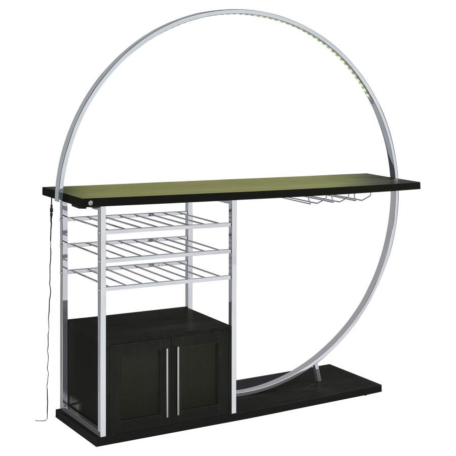 (image for) Risley 2-door Circular LED Home Bar Cabinet Dark Charcoal