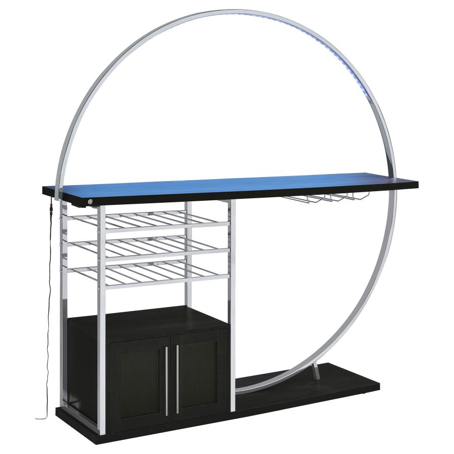 (image for) Risley 2-door Circular LED Home Bar Cabinet Dark Charcoal