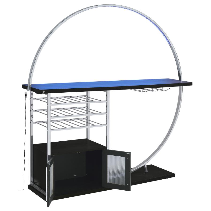 (image for) Risley 2-door Circular LED Home Bar Cabinet Dark Charcoal