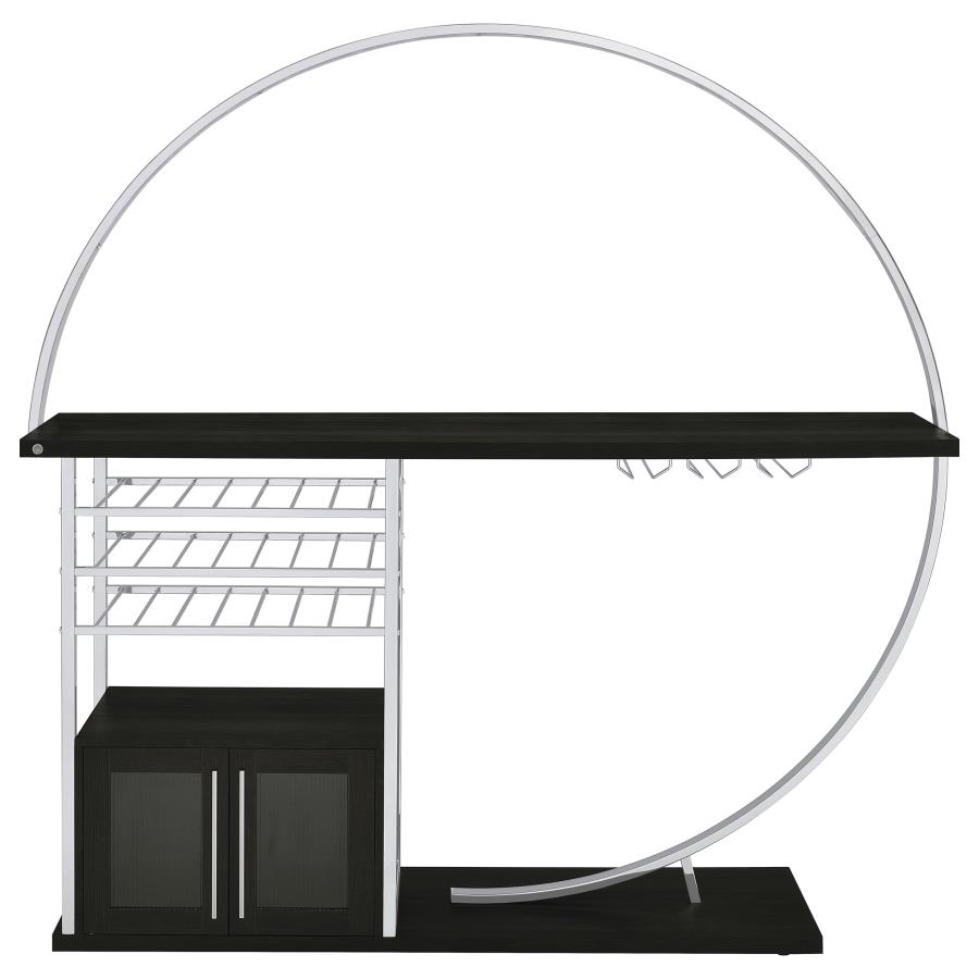 (image for) Risley 2-door Circular LED Home Bar Cabinet Dark Charcoal