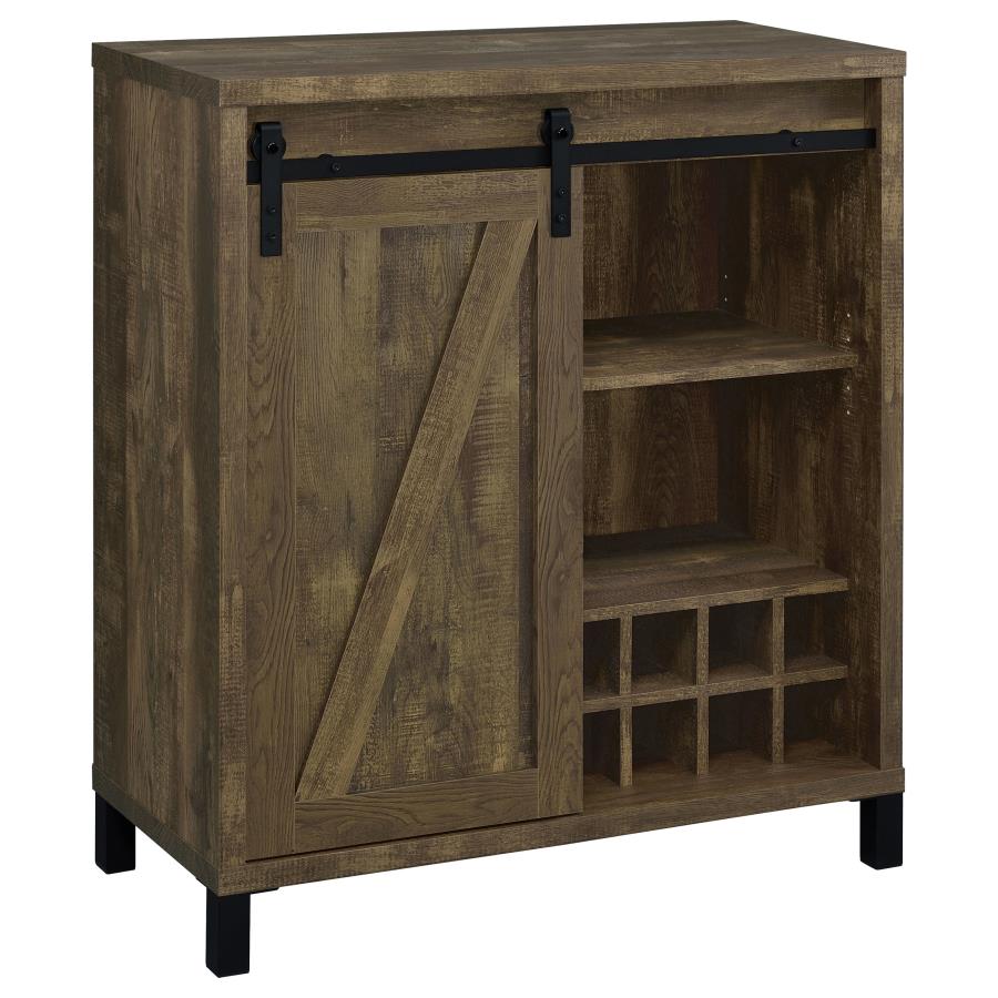 (image for) Arlington Sliding Door Home Bar Wine Cabinet Rustic Oak - Click Image to Close