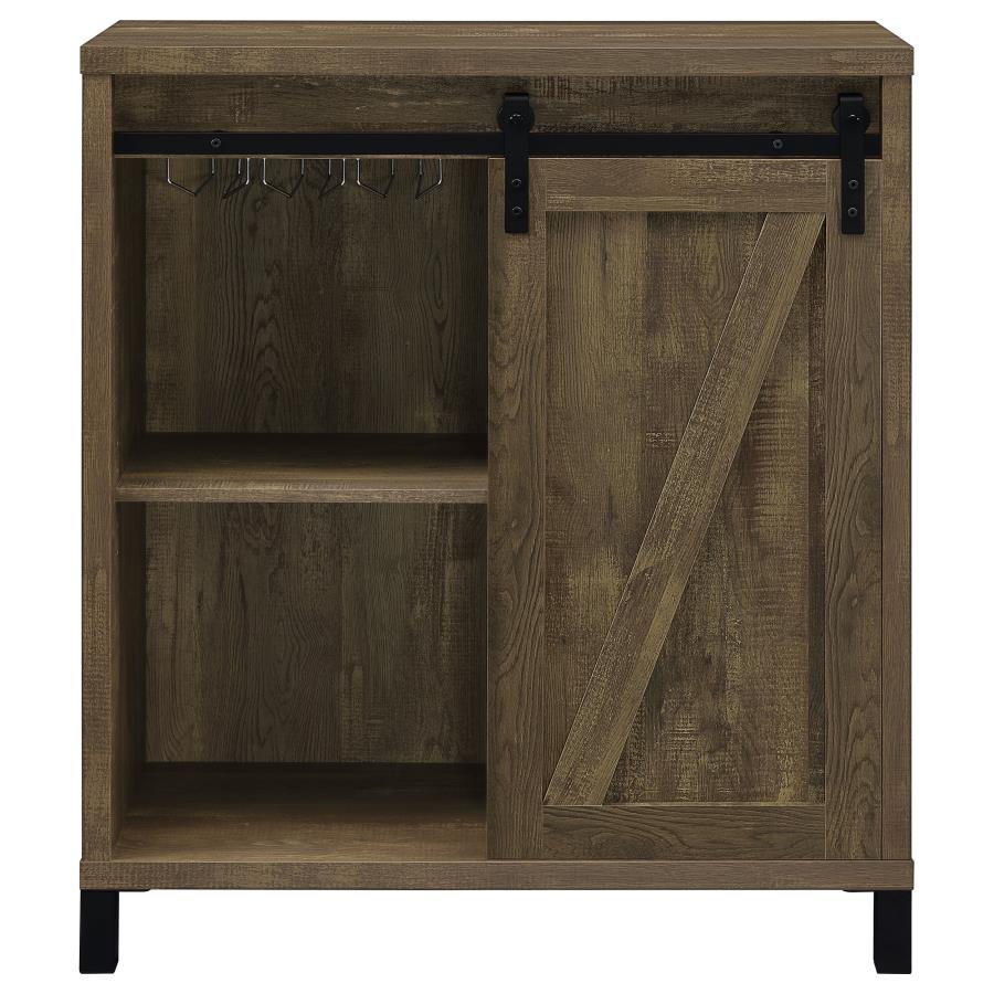 (image for) Arlington Sliding Door Home Bar Wine Cabinet Rustic Oak