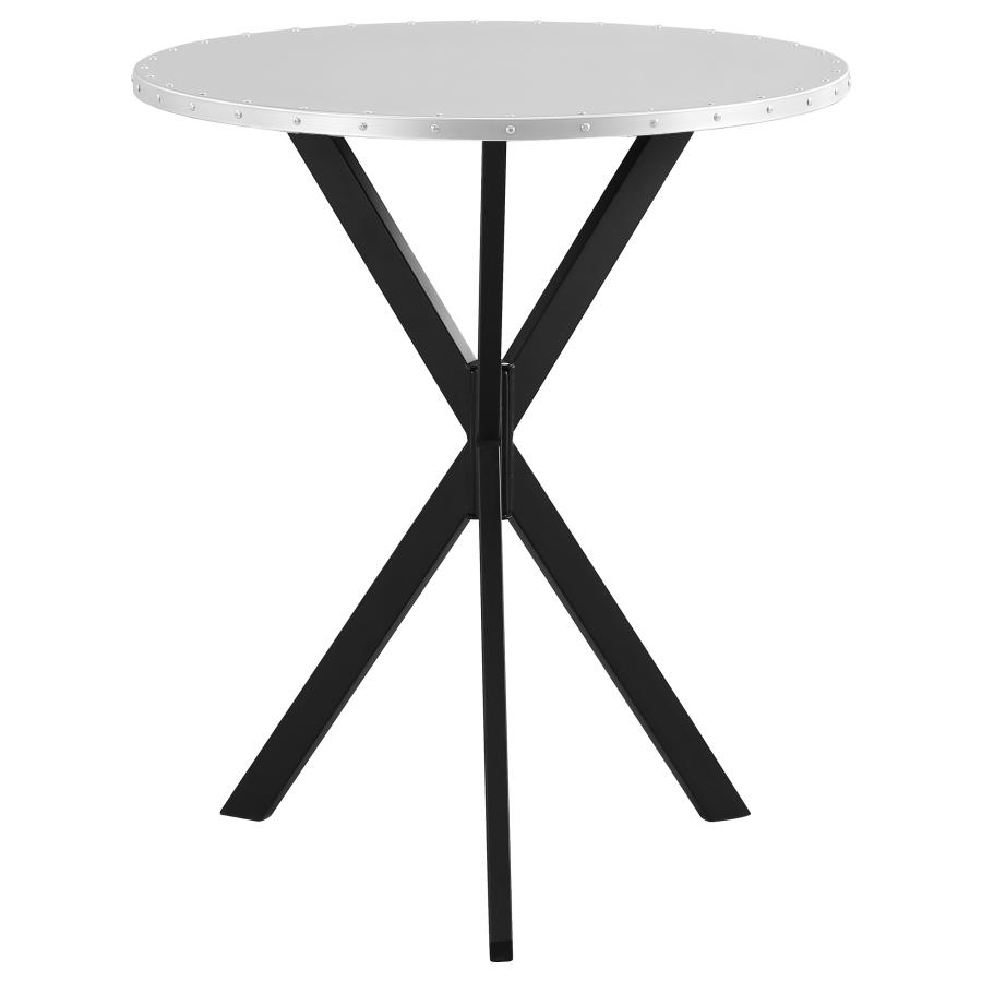 (image for) Kenzo Round 32-inch Galvanized Steel Bistro Bar Table Silver