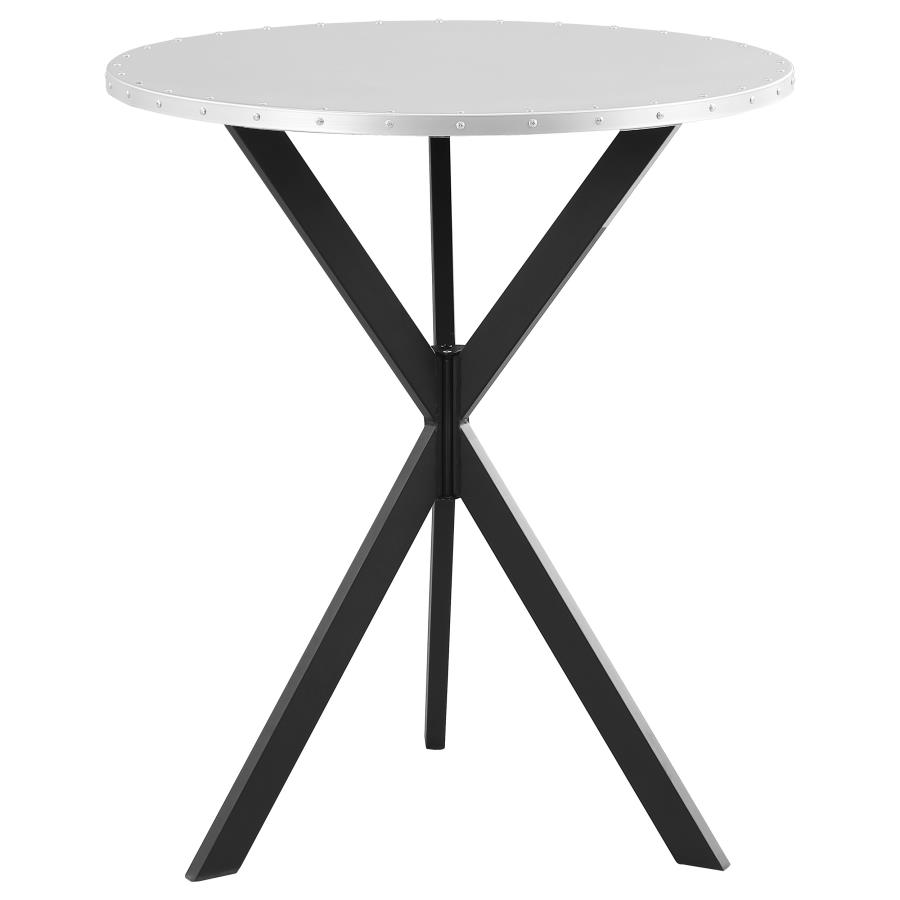 (image for) Kenzo Round 32-inch Galvanized Steel Bistro Bar Table Silver