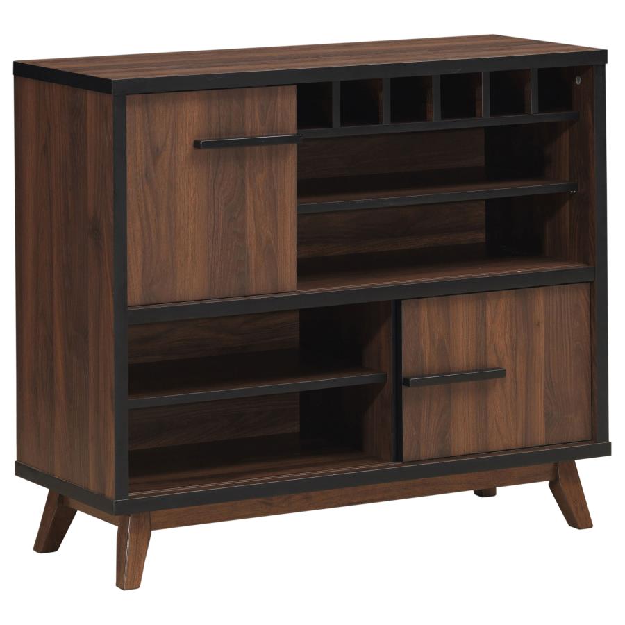 (image for) Ezekiel 2-door Home Bar Wine Storage Cabinet Walnut