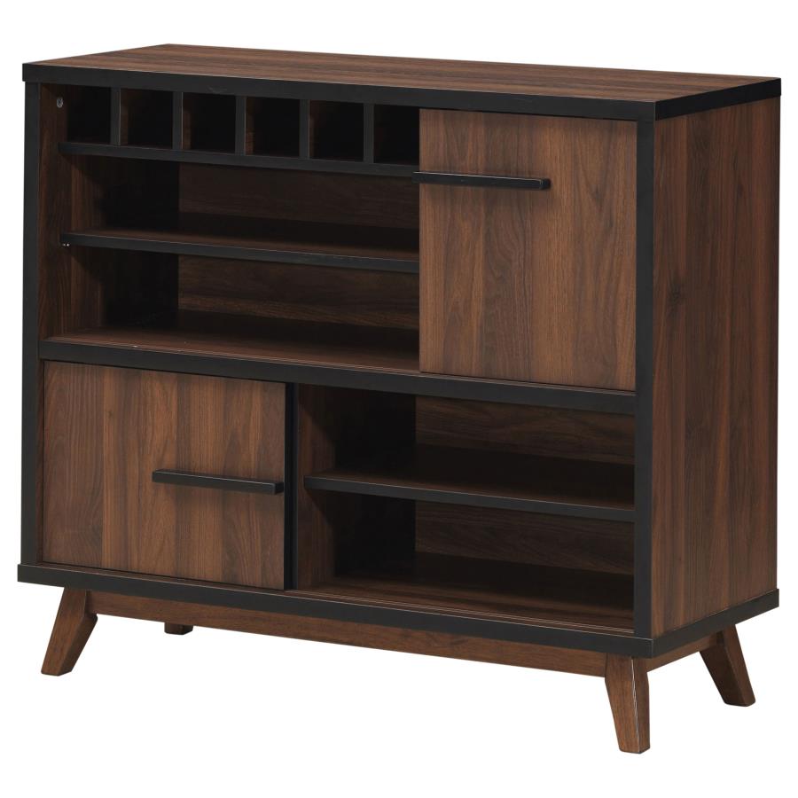 (image for) Ezekiel 2-door Home Bar Wine Storage Cabinet Walnut