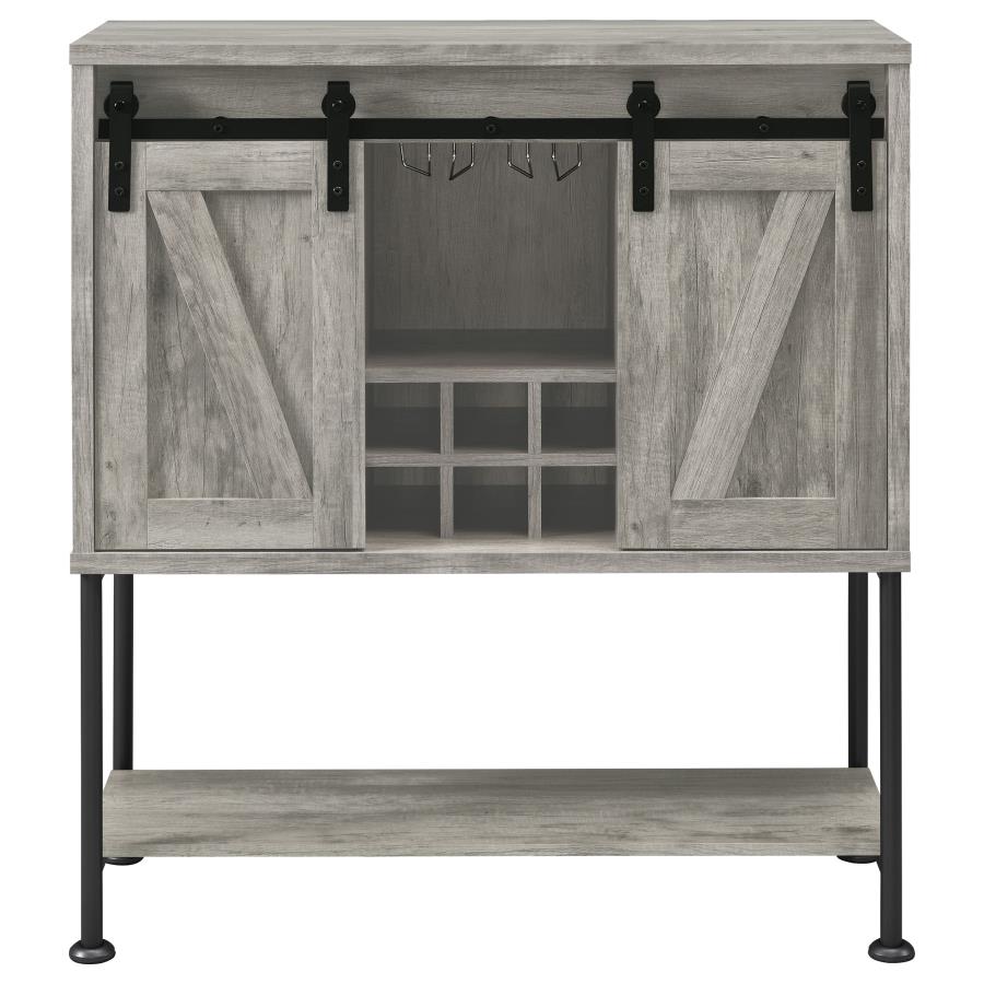 (image for) Claremont Sliding Door Home Bar Wine Cabinet Grey Driftwood