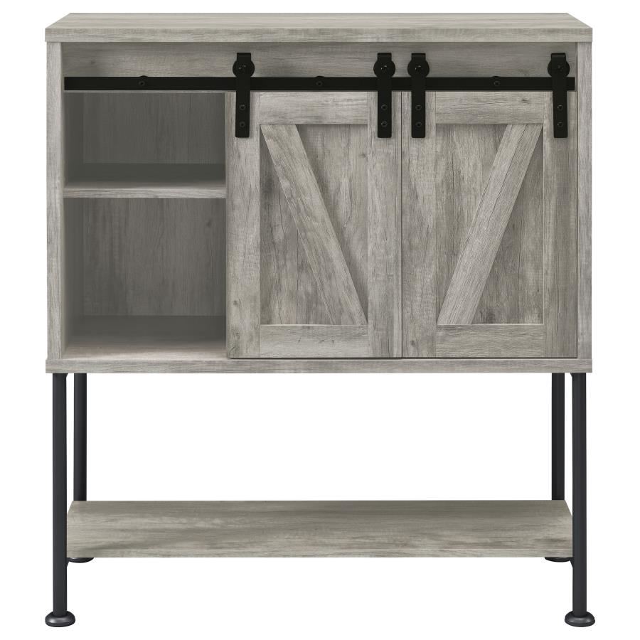 (image for) Claremont Sliding Door Home Bar Wine Cabinet Grey Driftwood