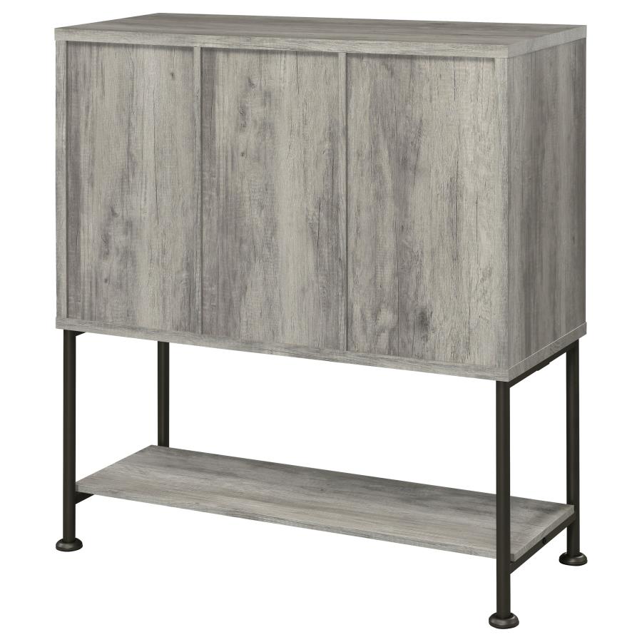 (image for) Claremont Sliding Door Home Bar Wine Cabinet Grey Driftwood