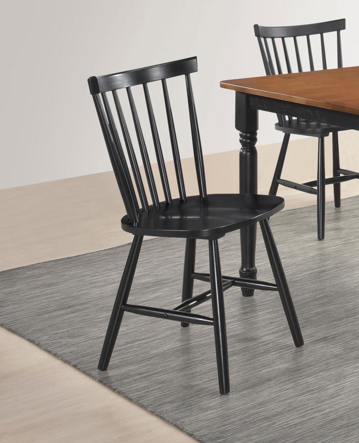 (image for) Hollyoak Windsor Wood Dining Side Chair Black (Set of 2)