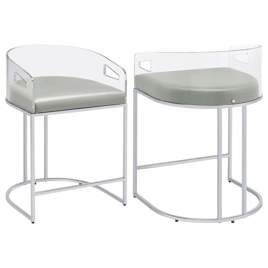 (image for) Thermosolis Clear Acrylic Counter Chair Chrome (Set of 2)