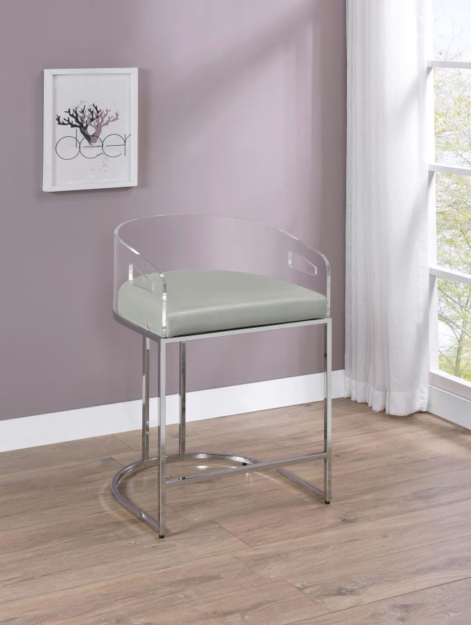 (image for) Thermosolis Clear Acrylic Counter Chair Chrome (Set of 2)