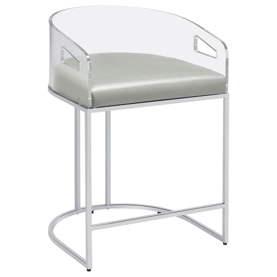 (image for) Thermosolis Clear Acrylic Counter Chair Chrome (Set of 2)