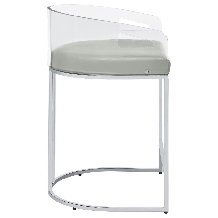 (image for) Thermosolis Clear Acrylic Counter Chair Chrome (Set of 2)