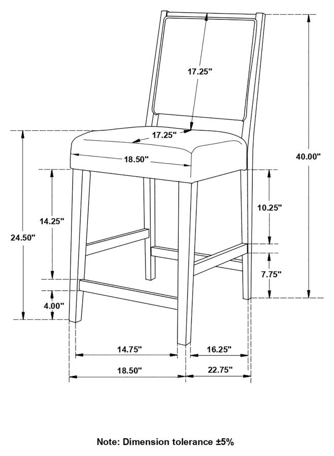 (image for) Bedford Fabric Upholstered Counter Chair Grey (Set of 2)