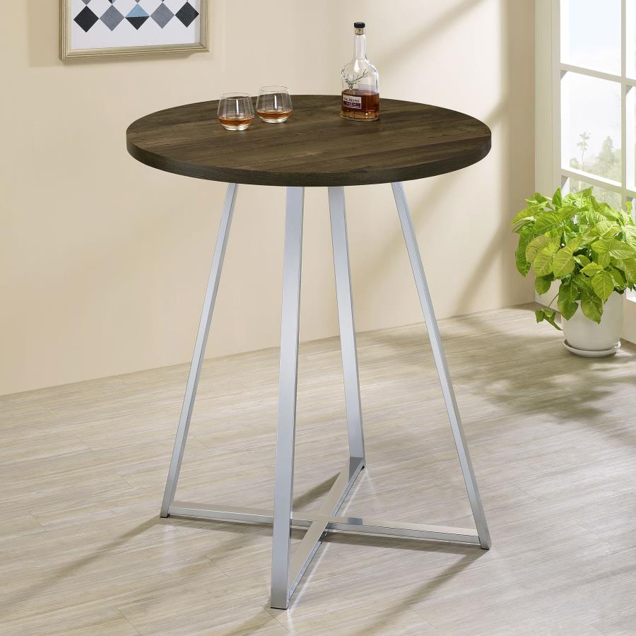 (image for) Burkhart Round 35-inch Pub Height Bistro Bar Table Brown Oak