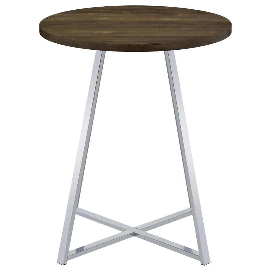 (image for) Burkhart Round 35-inch Pub Height Bistro Bar Table Brown Oak