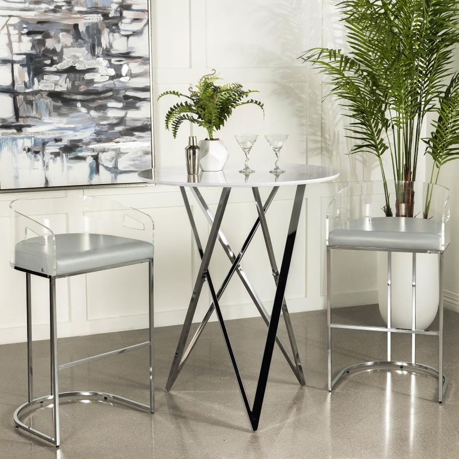 (image for) Bexter Round 35-inch Faux Marble Bistro Bar Table Chrome